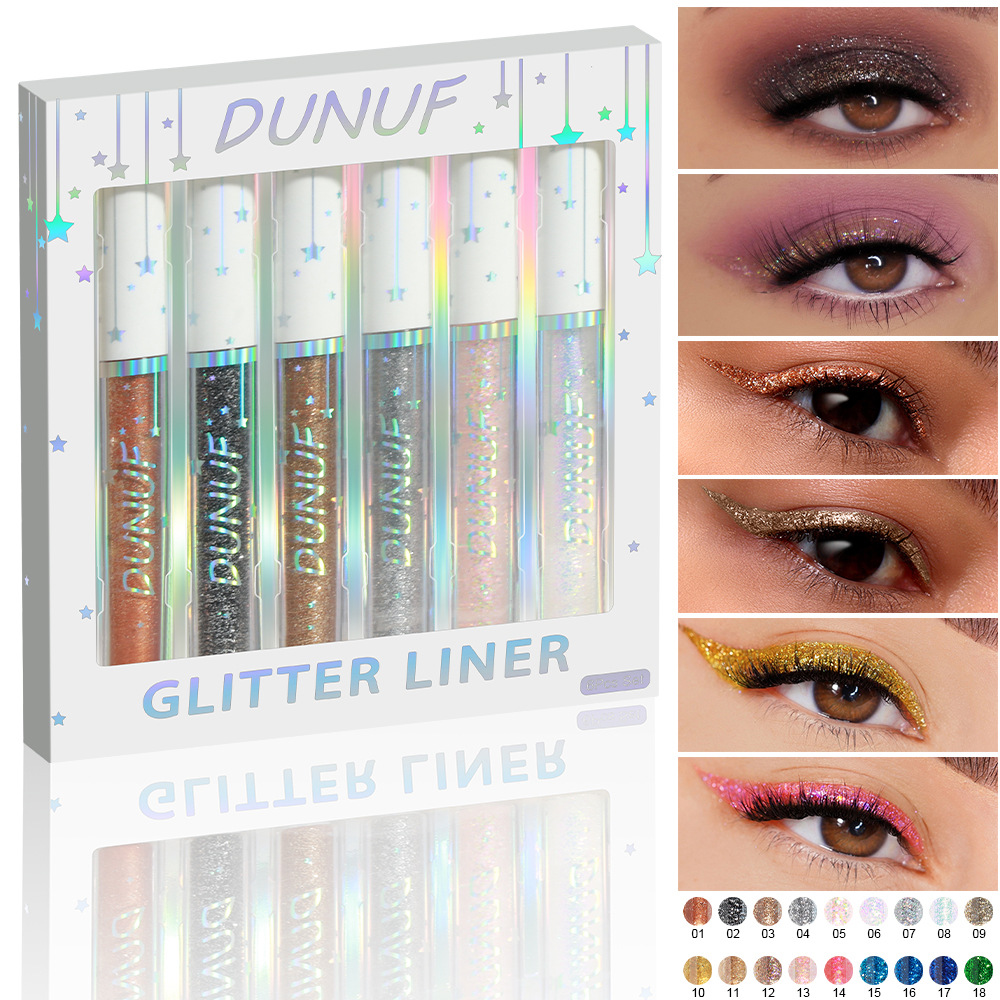 Beauty Makeup Events - 6 Pcs Glitter Eyeliner Set Gold
