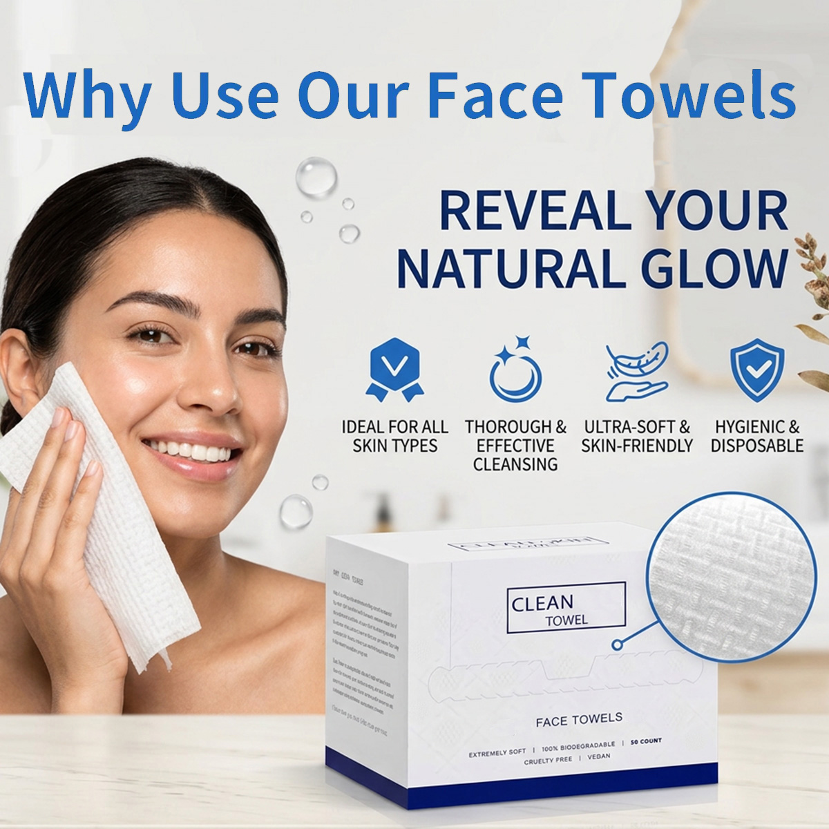 Beauty Makeup Vanity - 50Pcs/Box Disposable Face Towels Facial Cleansing