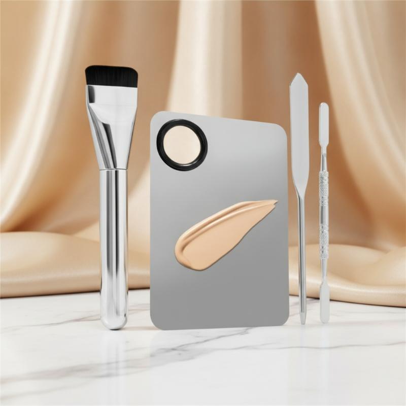 NEW 4Pcs Stainless Steel Makeu - Beauty Makeup Eyeshadow Palette 评论和价格