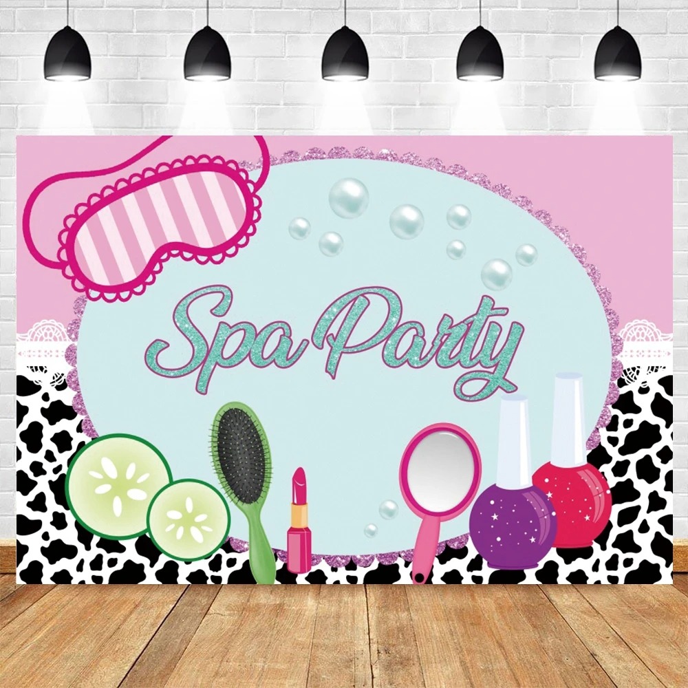 Spa Party Themed Backdrop for  - Beauty Makeup Girl 评论和价格