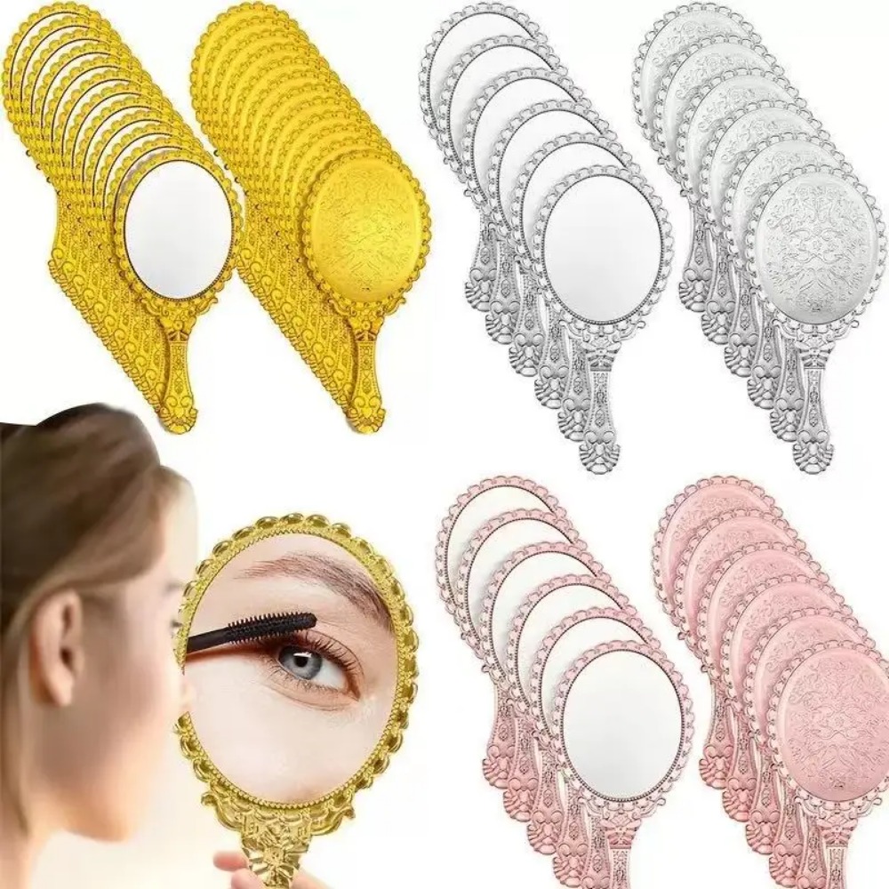 3-12Pcs Embossed Handheld Mirr - Beauty Makeup Events 评论和价格