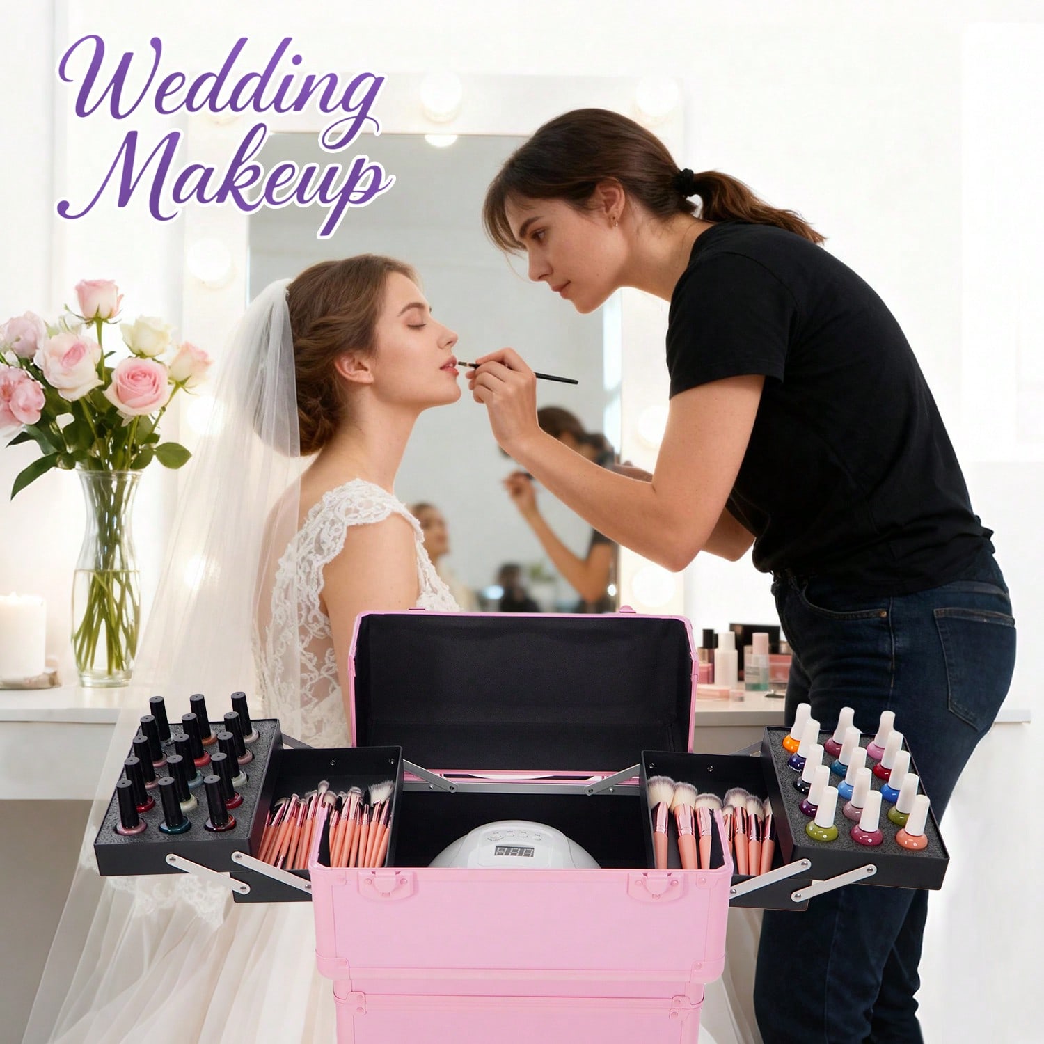 Rolling Makeup Train Case 4 in - Beauty Makeup Vanity 评论和价格