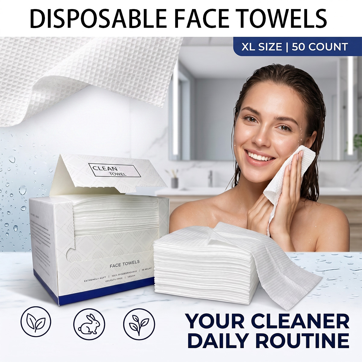 50Pcs/Box Disposable Face Towe - Beauty Makeup Vanity 评论和价格