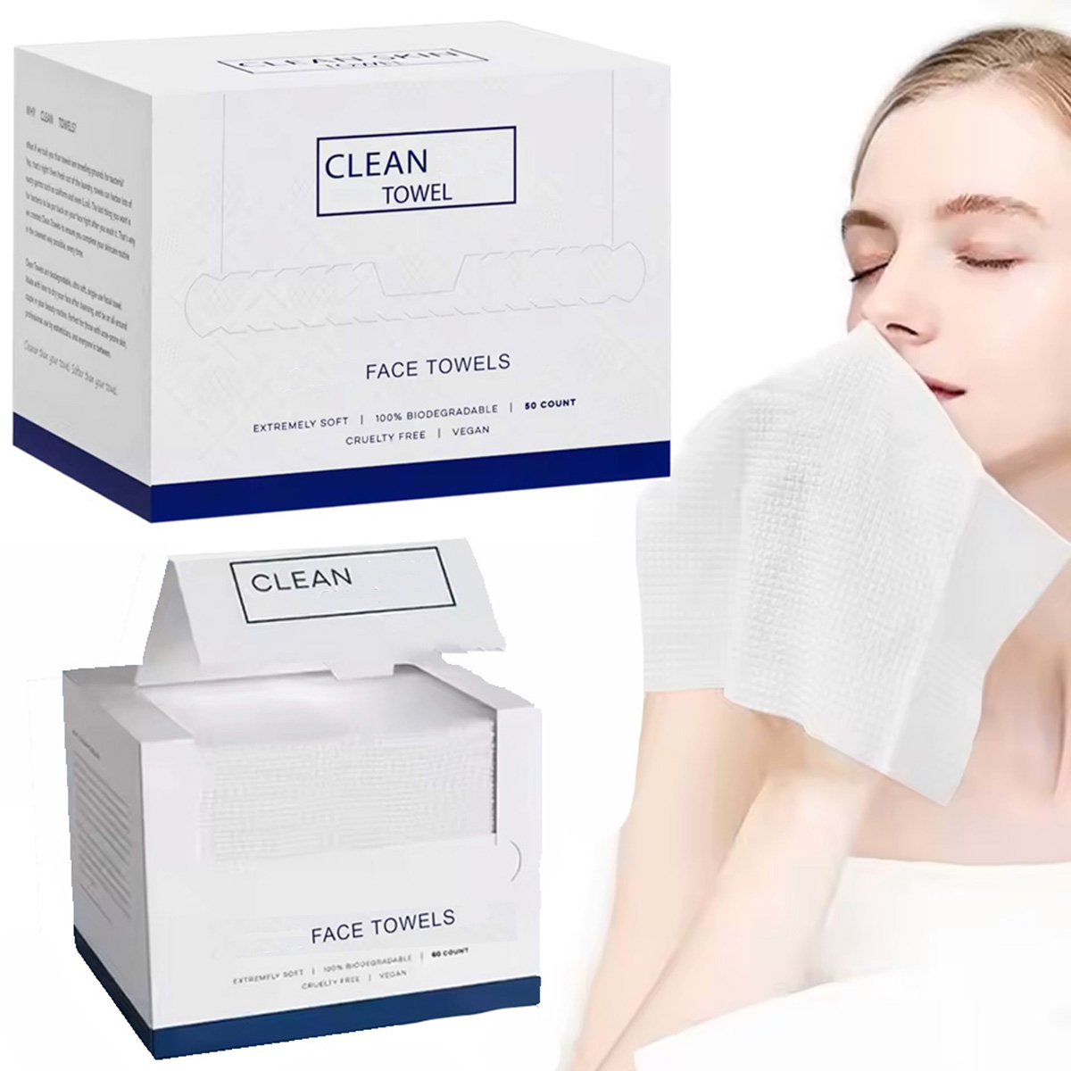 50Pcs/Box Disposable Face Towe - Beauty Makeup Vanity 评论和价格
