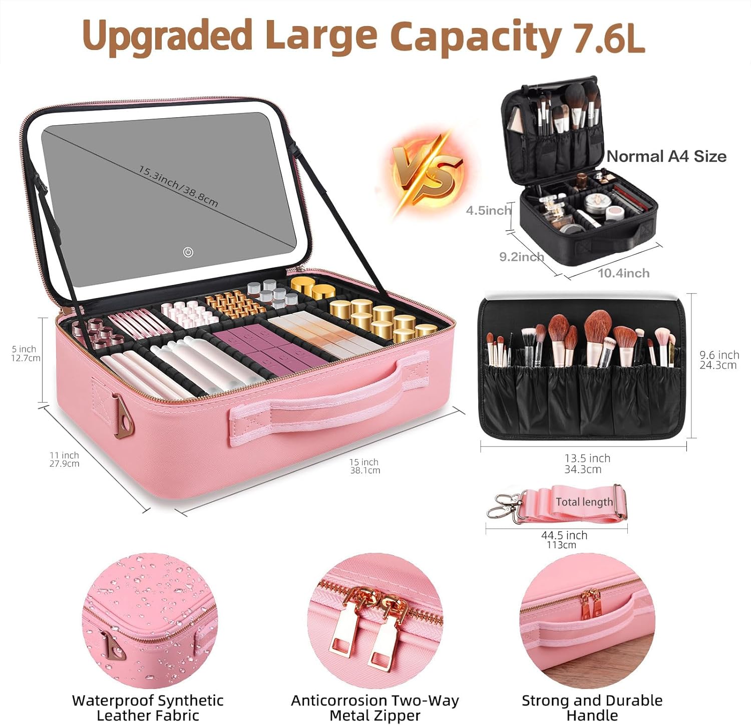 Large Capacity Makeup Bag 15'' - Beauty Makeup Vanity 评论和价格